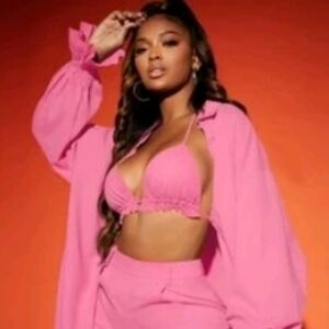 SHEIN pink throw over